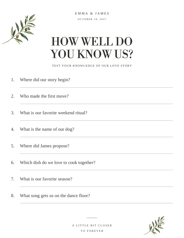 Botanical Minimal Guest games sample design