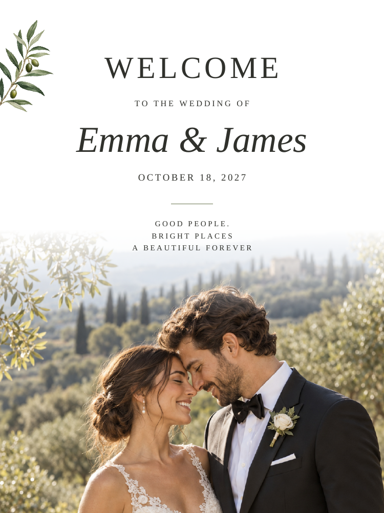Botanical Minimal Wedding signs sample design