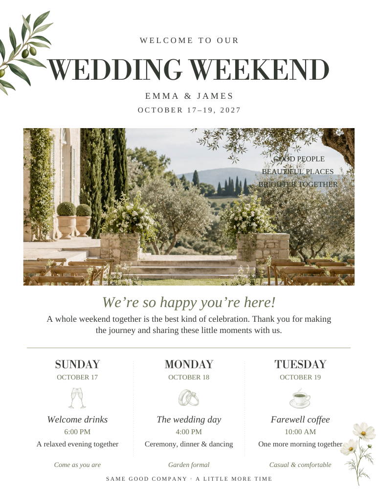 Botanical Minimal Weekend guide sample design