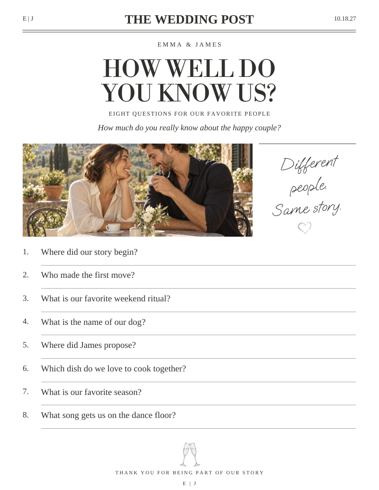 Editorial Classic Guest games sample design