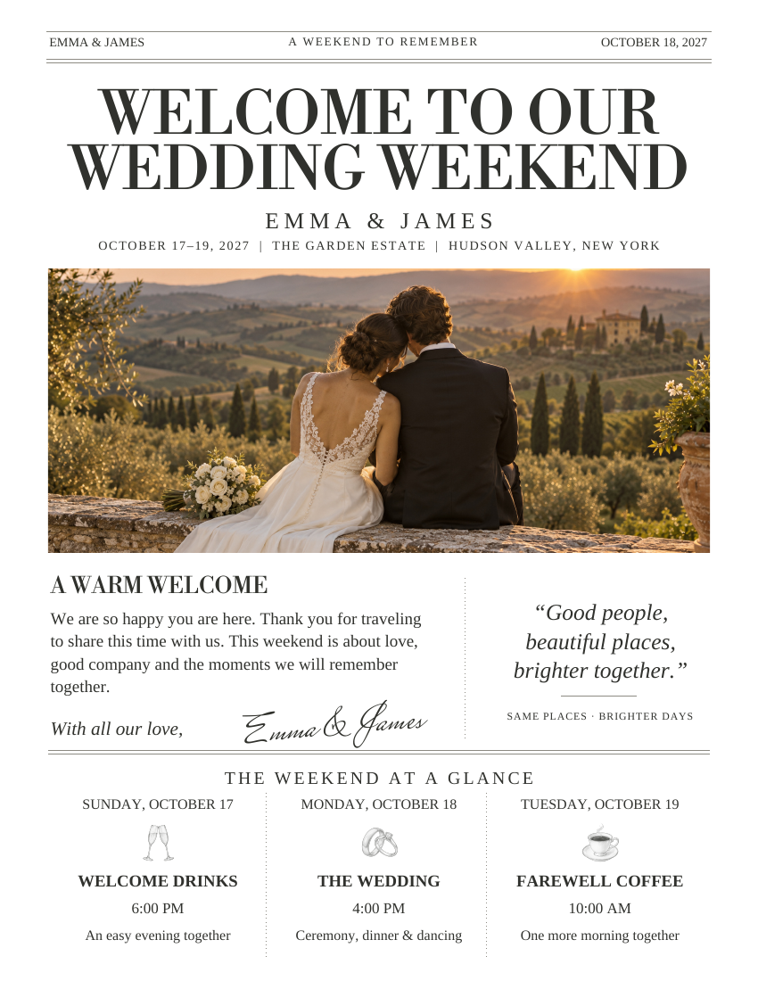 Editorial Classic Weekend guide sample design