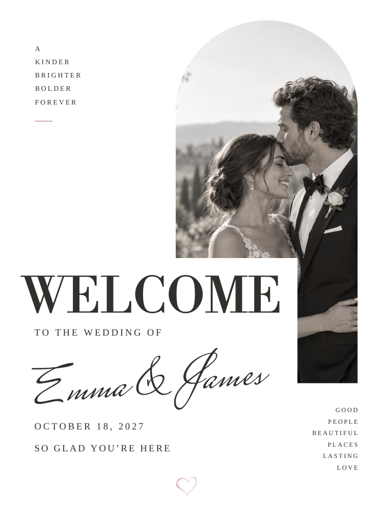 Modern Romance Wedding signs sample design