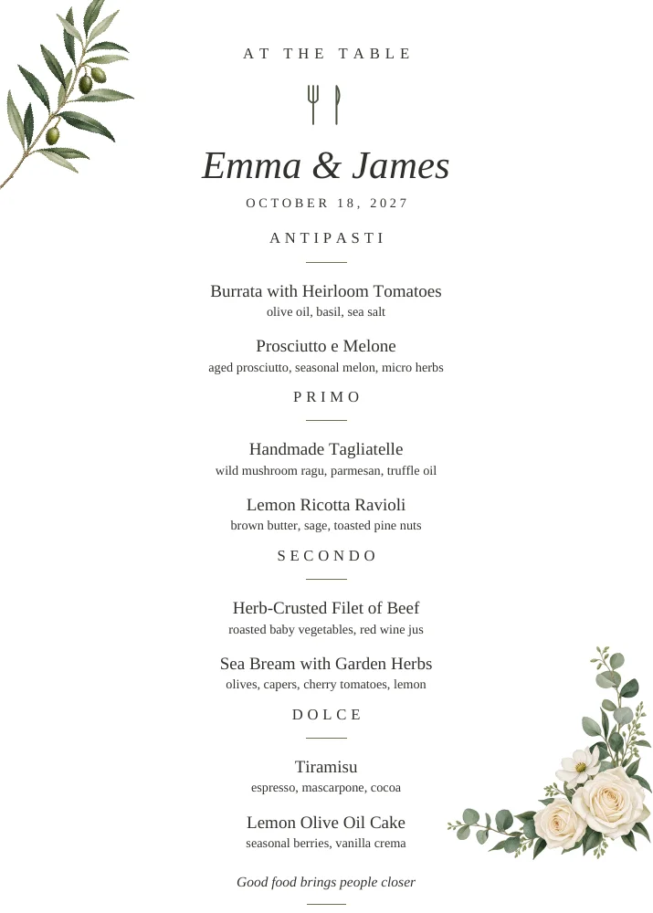 Botanical Minimal — Menu · page 1