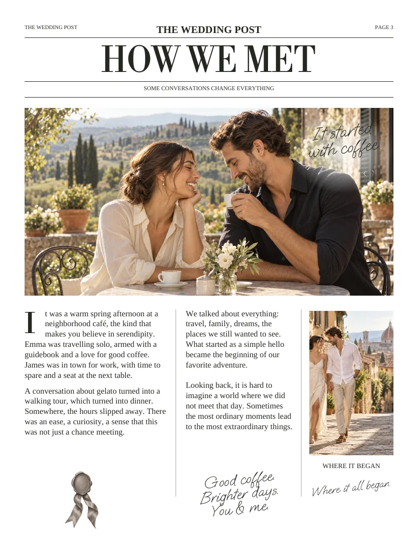 Editorial Classic — How we met · eight-page edition