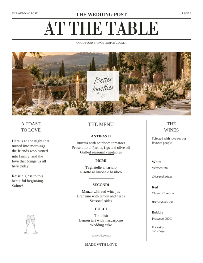 Editorial Classic — At the table · eight-page edition