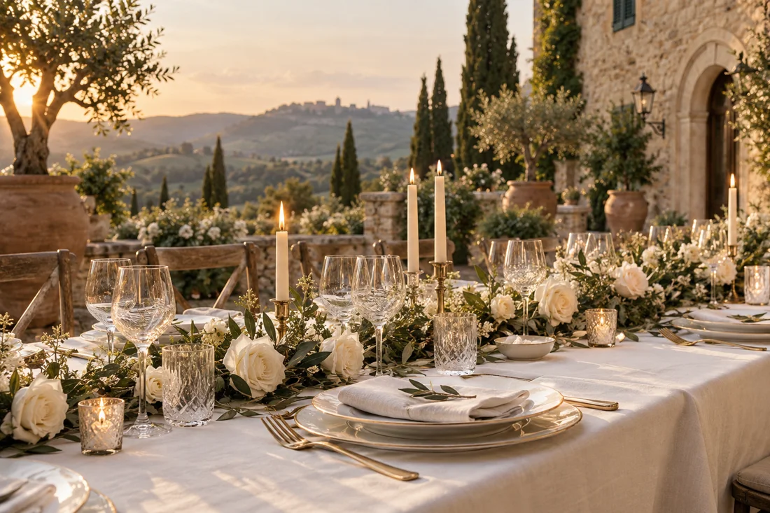 Reception table — illustrative wedding photograph