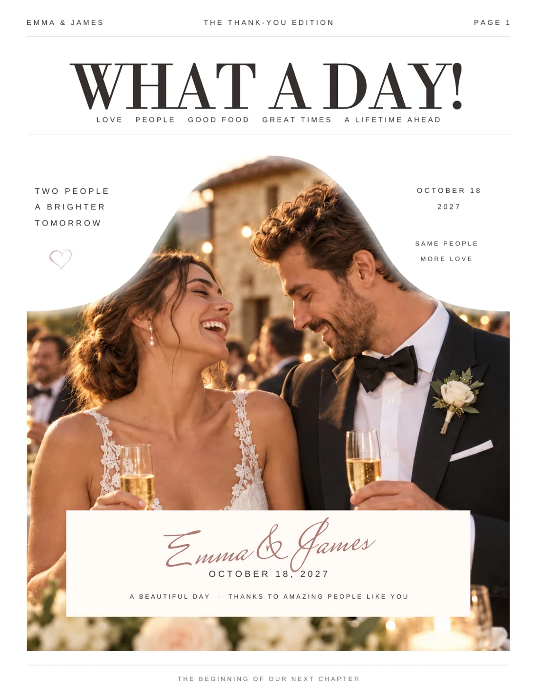 Modern Romance — Thank You Newspaper · page 1