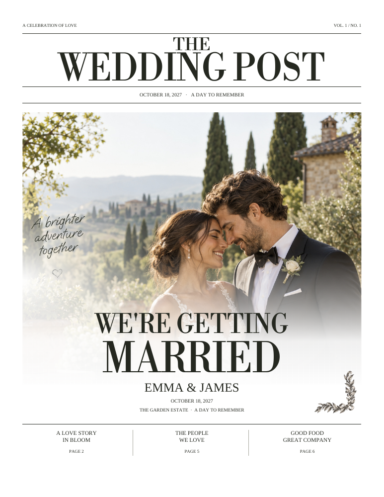 Editorial Classic Wedding newspaper · 8 pages sample design